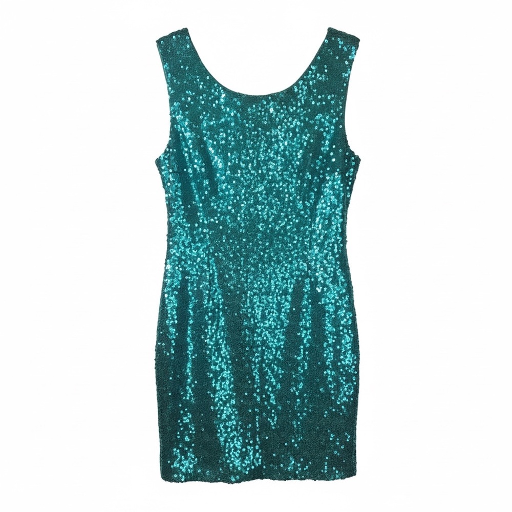 Charlotte Russe Emerald Green Sequin Mini Dress Size M Sparkly Cocktail Bodycon